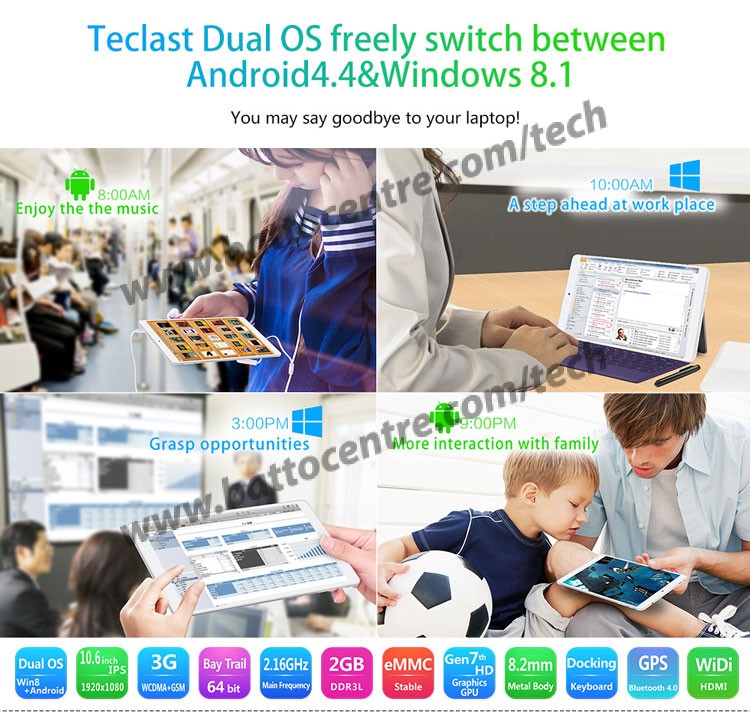 Tablet Teclast X16HD 2 hệ điều hành Window 8.1 và Android 4.4 hỗ trợ 3G